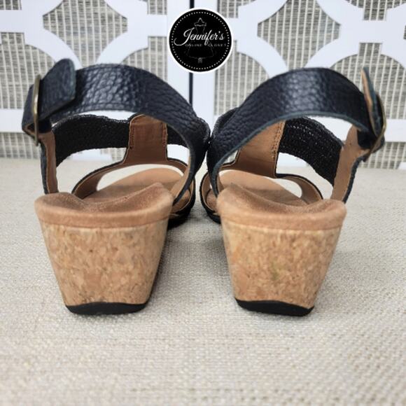 Vionic Women's Black Suede Wedge Sandals Size 7 - Picture 6 of 16